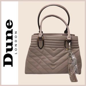 Dune London Quilted Taupe Leather Satchel in Taupe NWT